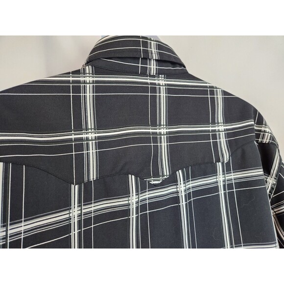 Vtg Flying Hoss‎ Ranch Wear Pearl Snap Shirt Western Guitar Skater Plaid XL XXL - Picture 7 of 16